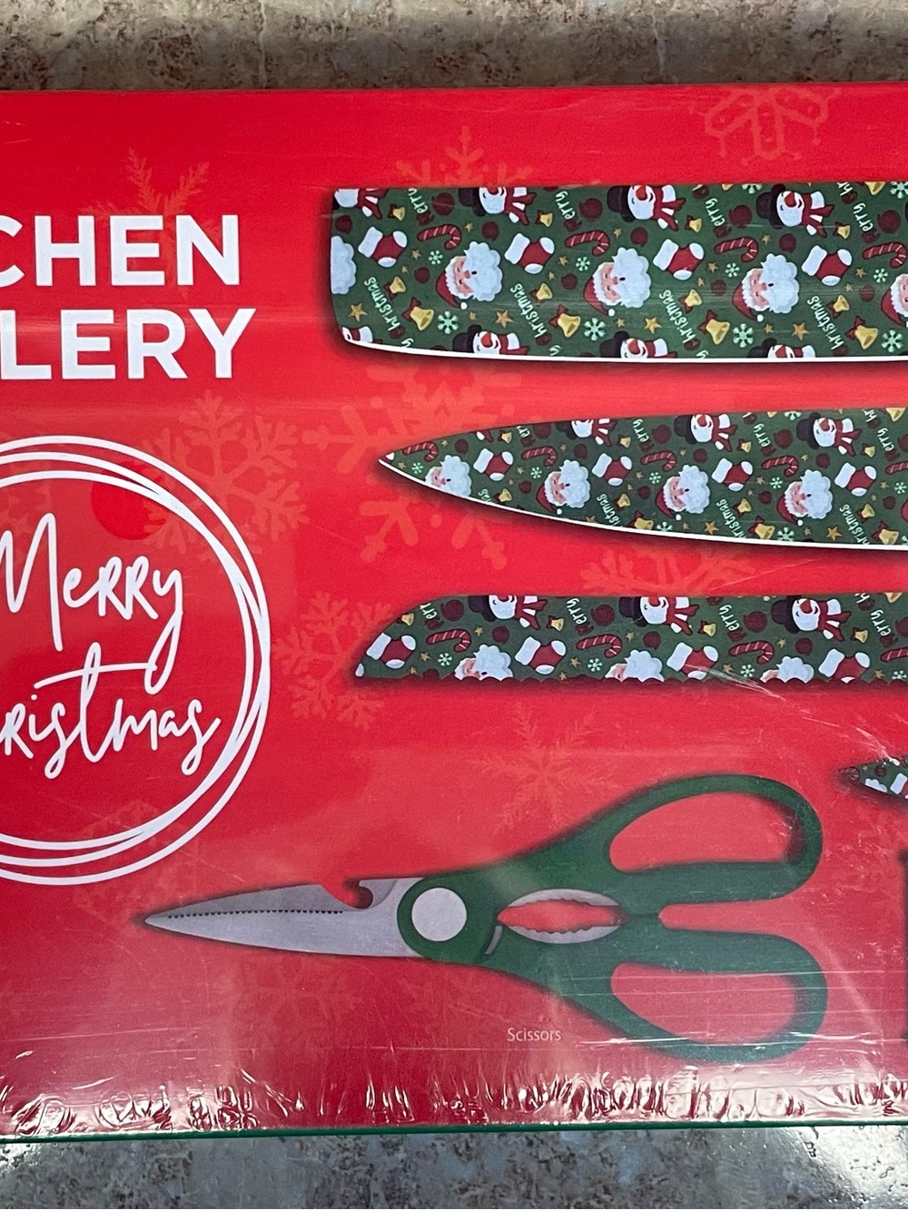 Holiday Green Kitchen Knife and Scissors Set - Green